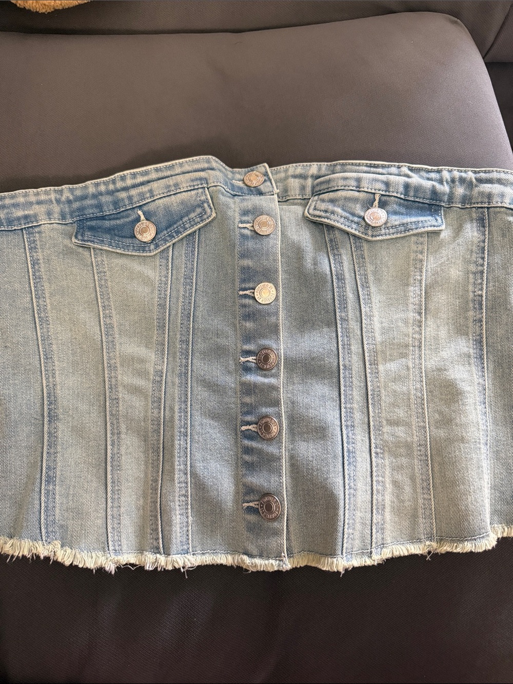 Forever 21 Light Blue Denim Button-Front Mini Top